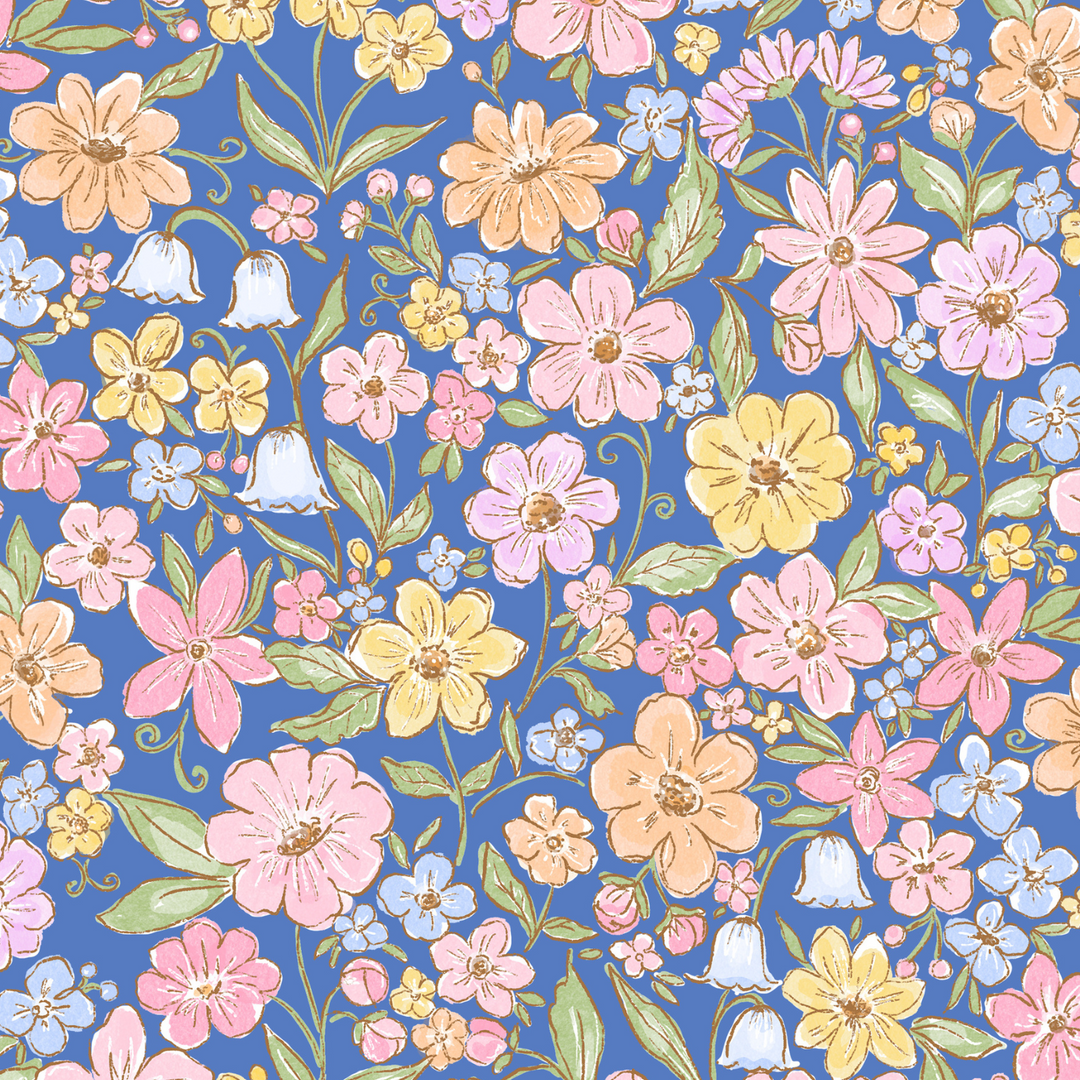 Ditsy Navy Pink Watercolor