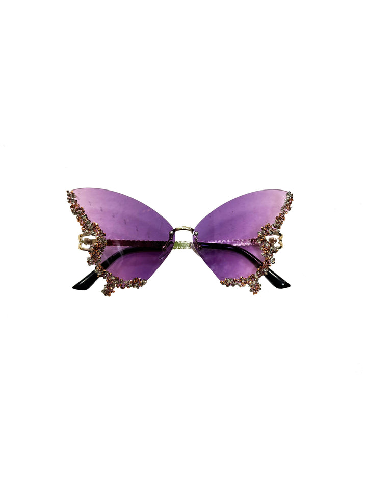 Mardi Gras Creations - Butterfly Rhinestone Sunglasses - Purple