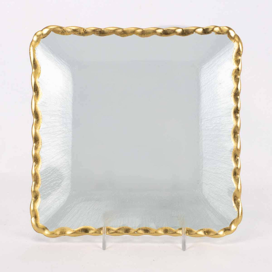 The Royal Standard - Latouche Square Serving Tray Clear/Gold 8x8
