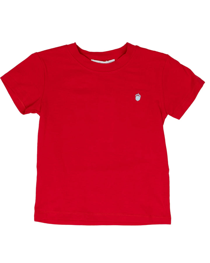Red SS Signature Tee with White Acorn