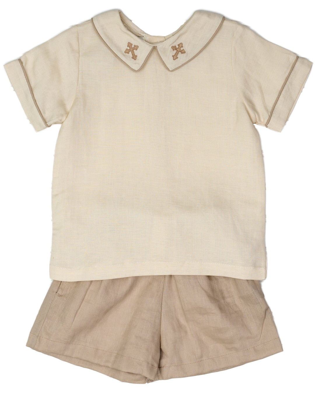 Isailah Tan Linen Cross Short Set