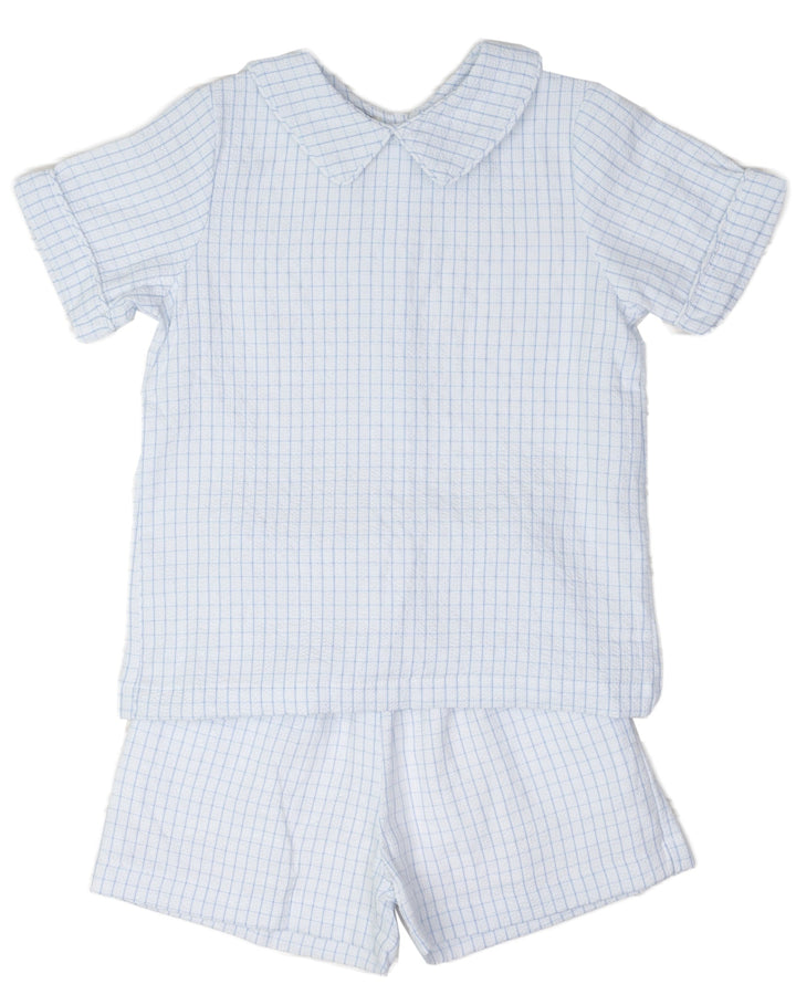 Eli Blue Windowpane Short Set