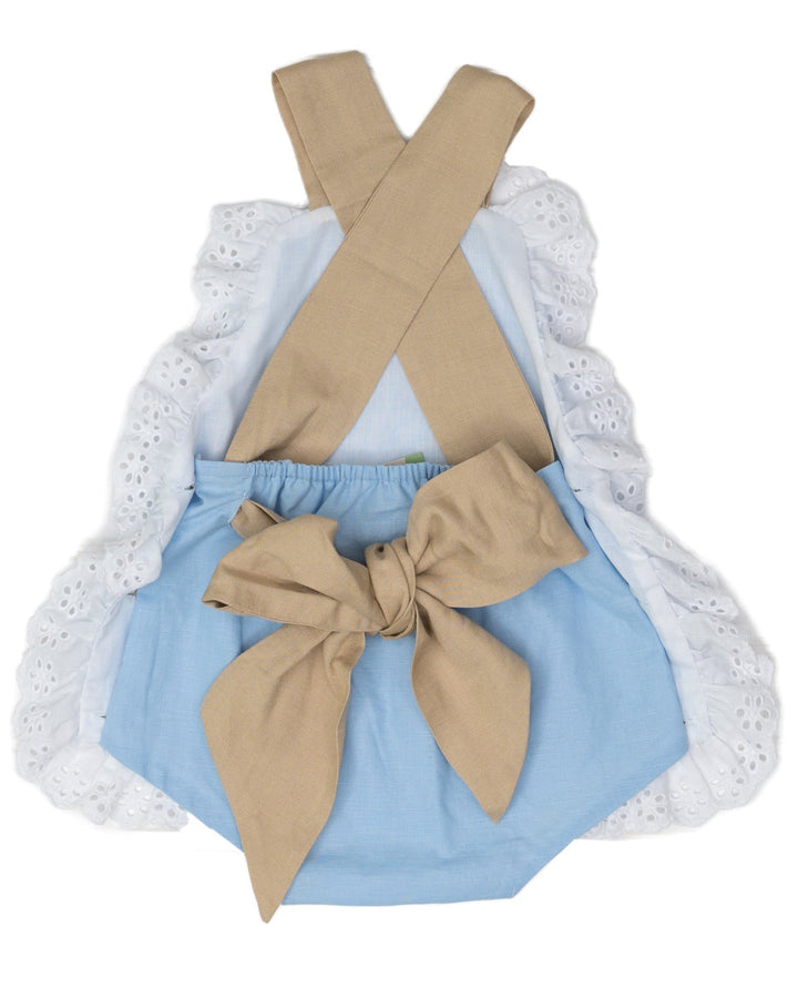 Lilla Blue & Tan Linen Sunsuit
