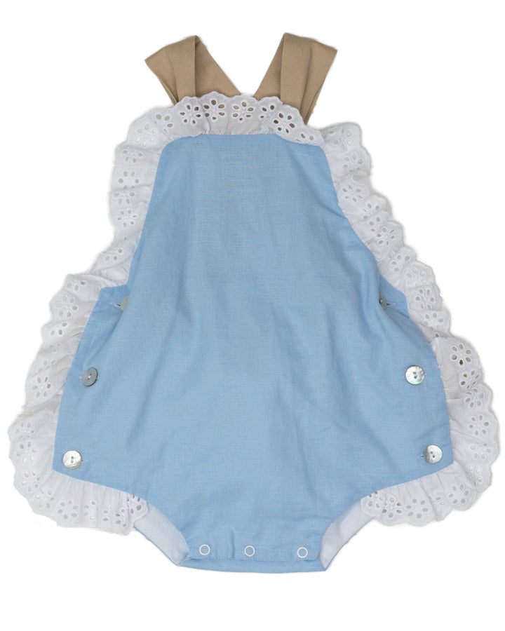 Lilla Blue & Tan Linen Sunsuit