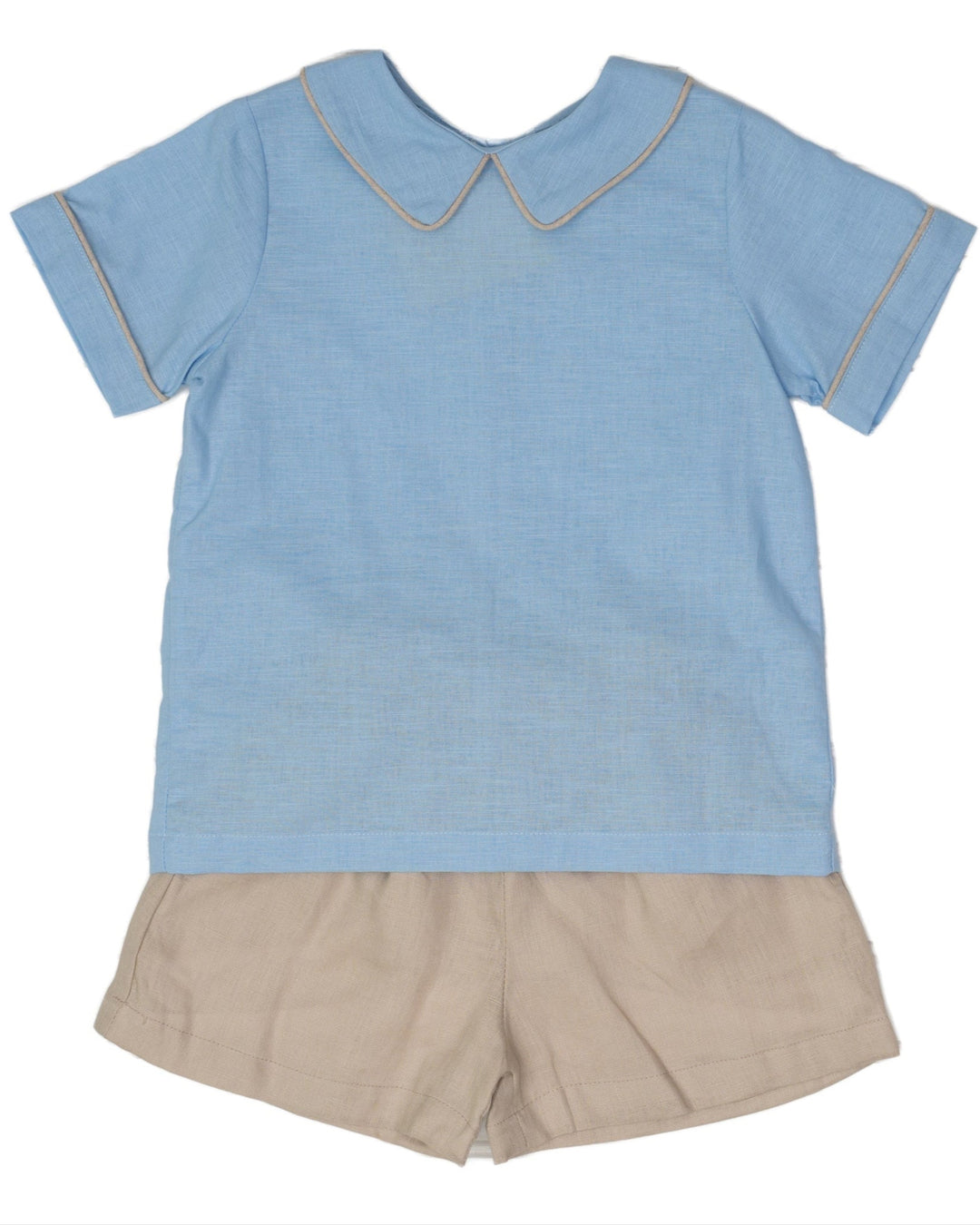 Oliver Blue & Tan Linen Short Set