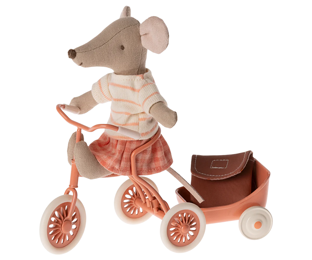 Tricycle Mouse big sister with bag - coral