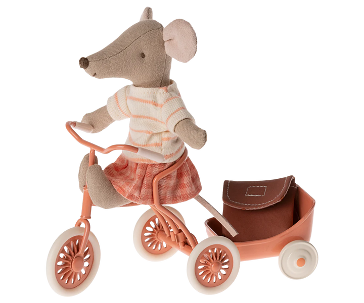 Tricycle Mouse big sister with bag - coral