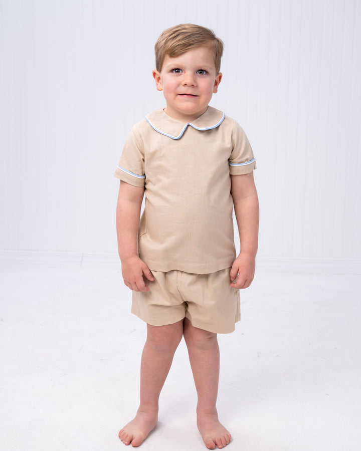 John Ecru Linen Short Set