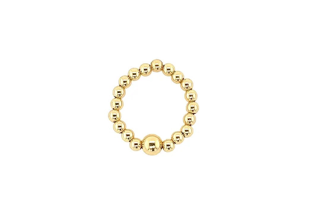 "Vanessa" 14k gold-filled ball Stretchy beaded Ring: STERLING SILVER / 8