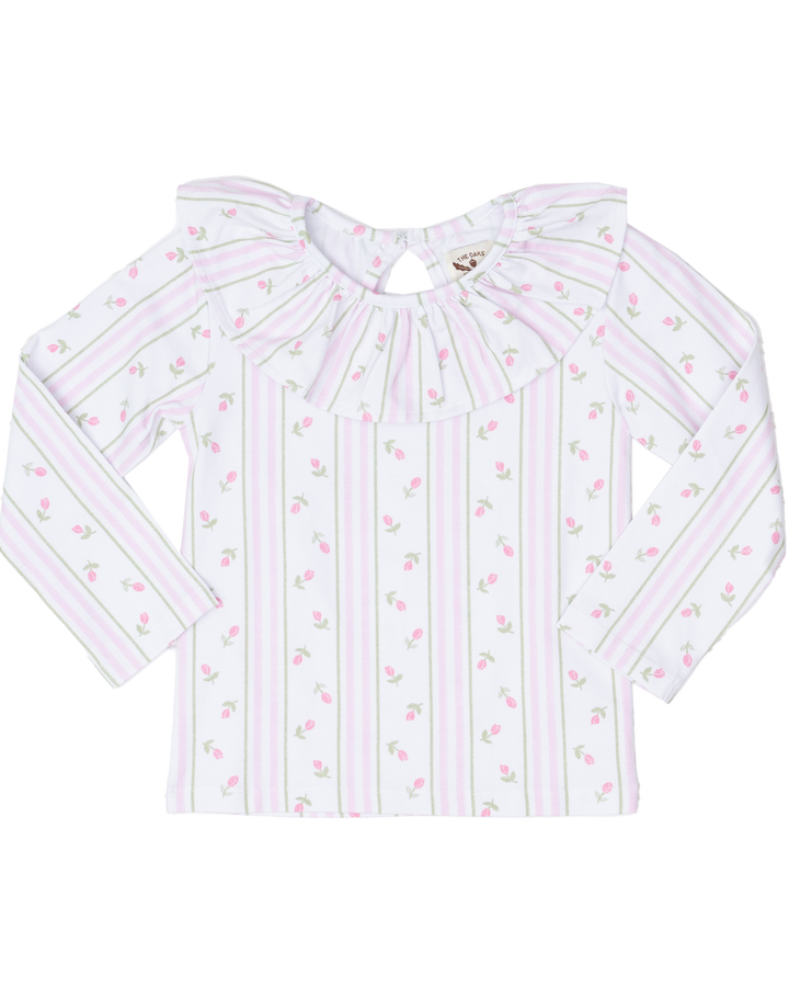 Larrison Striped Tulip Ruffle Collar Shirt