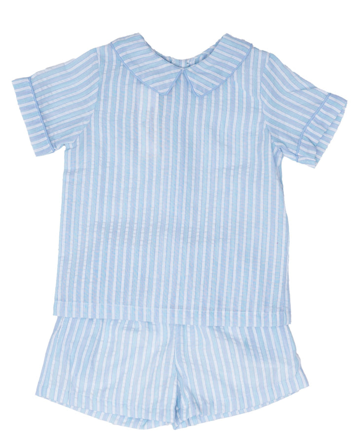 Liam Blue & Green Stripe Short Set