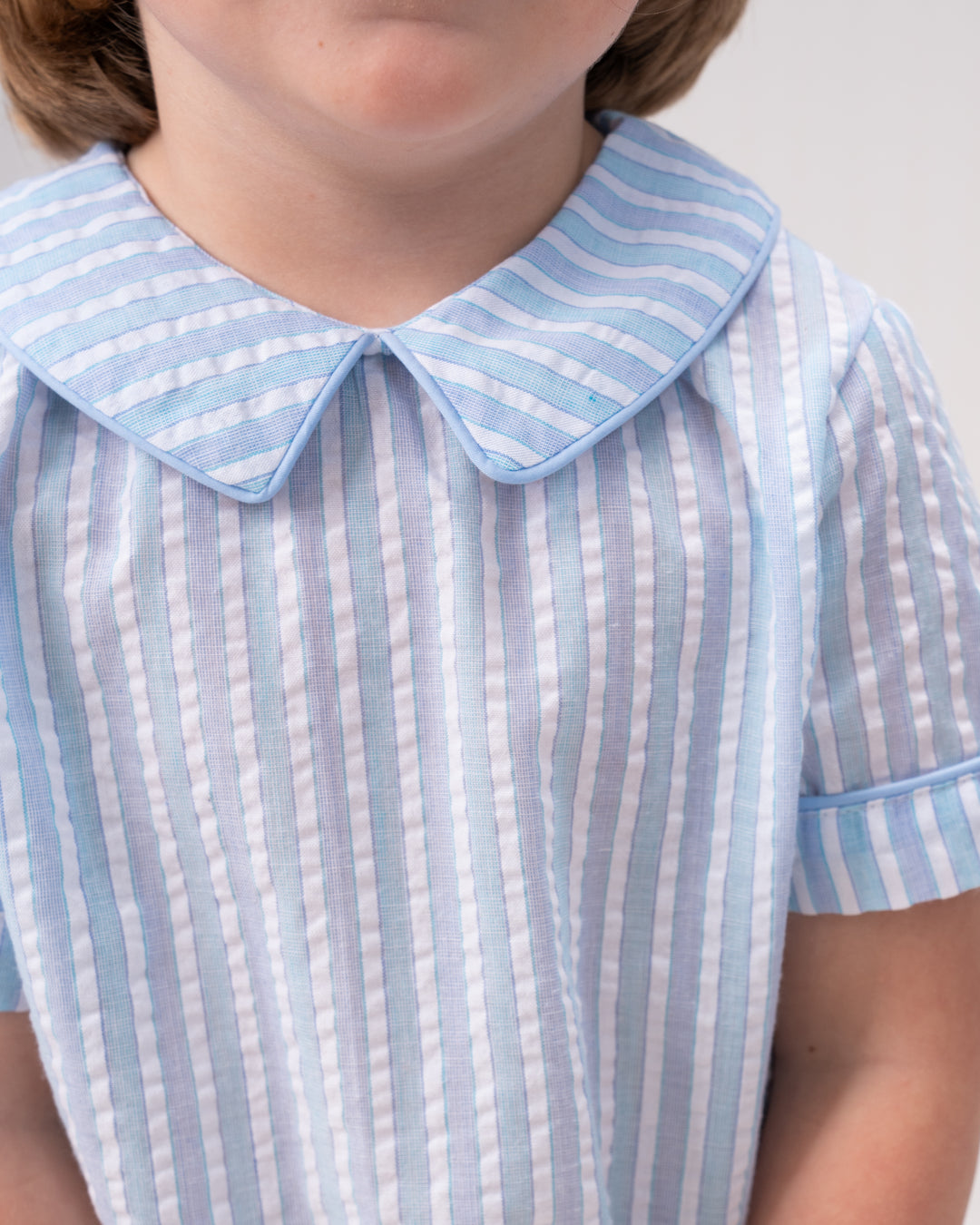 Liam Blue & Green Stripe Short Set