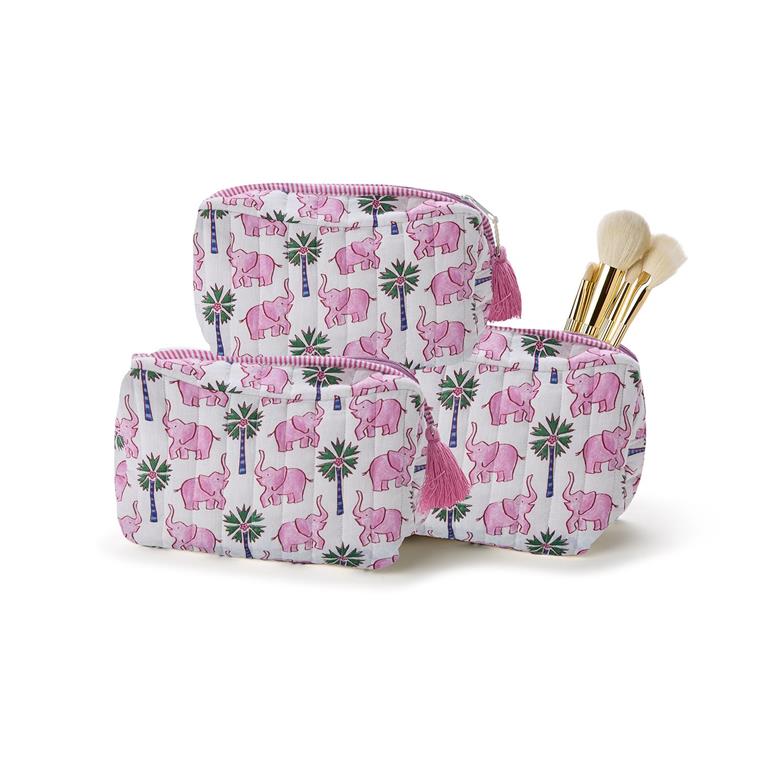 Elephant Print Pouches In 3 Sizes Small