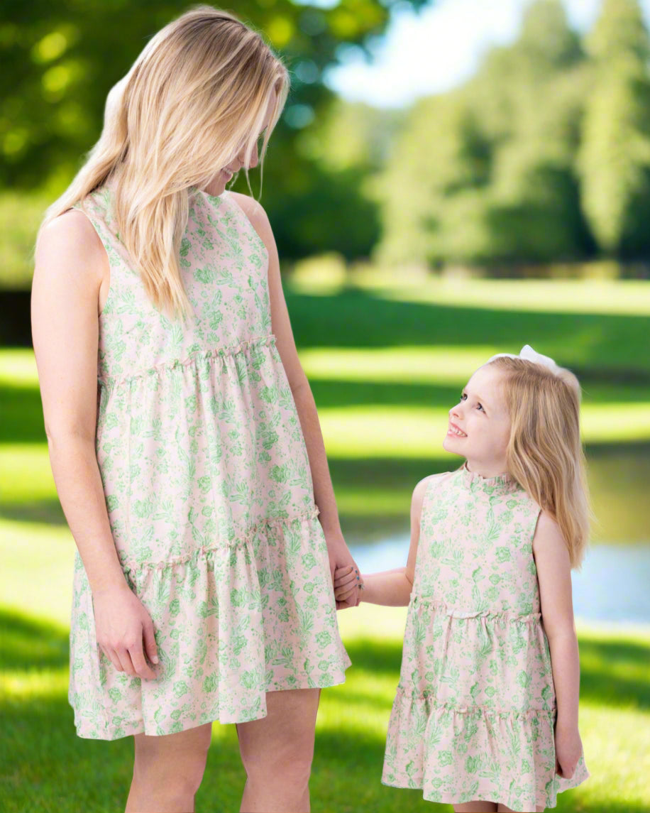 Christa Pink & Green Chintz Mom Dress