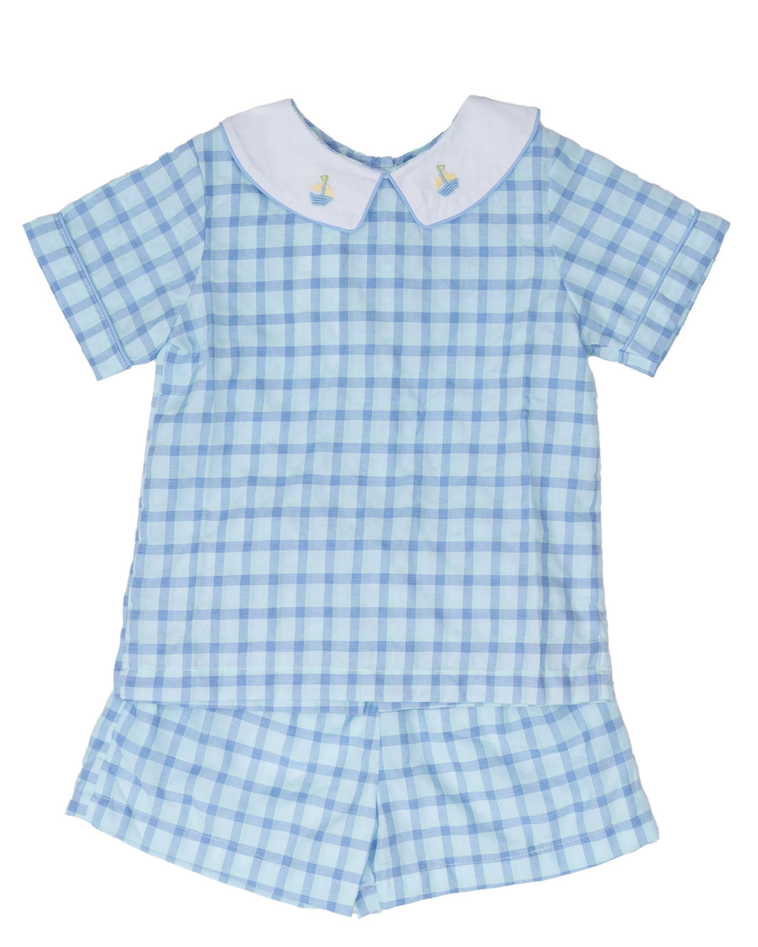 John Blue & Green Check Short Set