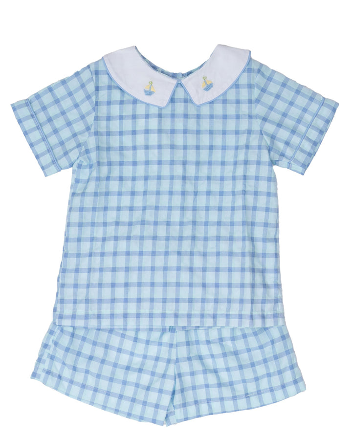 John Blue & Green Check Short Set