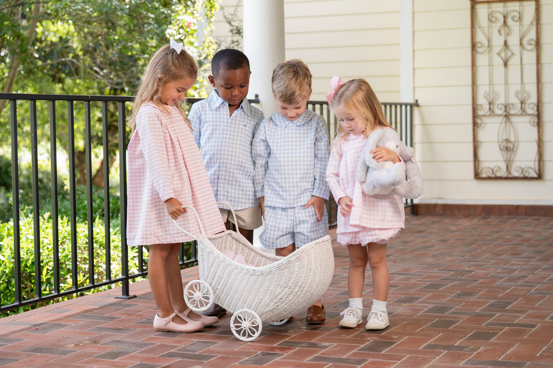 John Blue Windowpane Long Sleeve Short Set