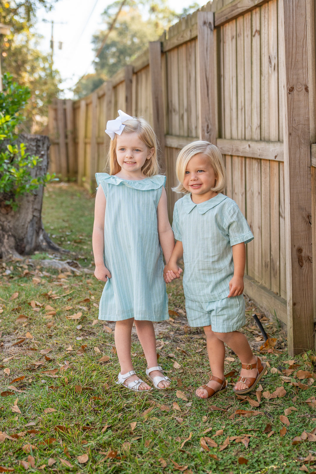 Cade Blue & Green Stripe Short Set