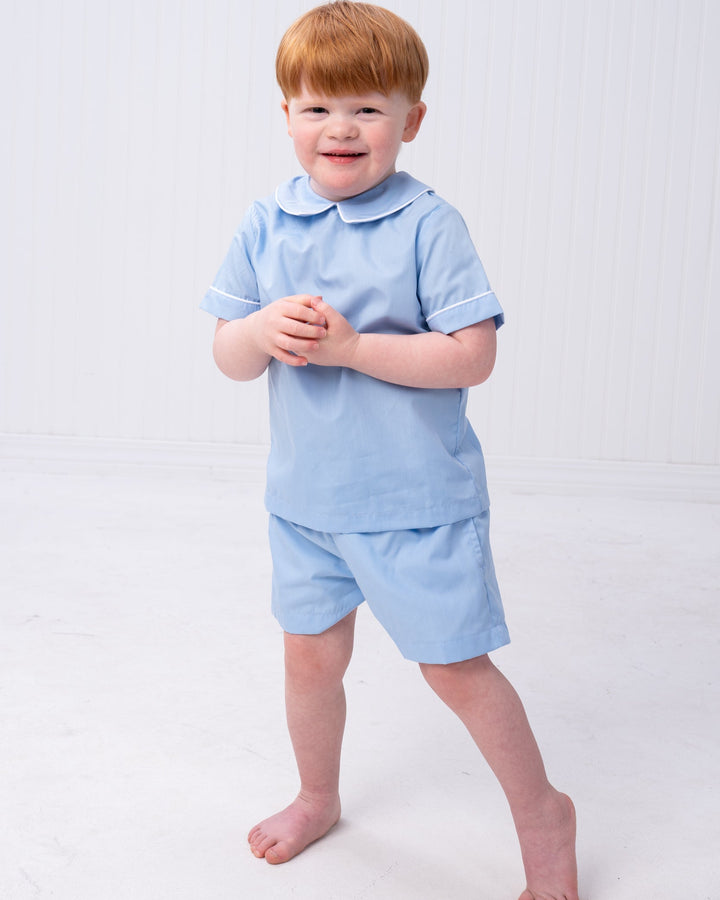 Jeremiah Blue With White Trim Short Set