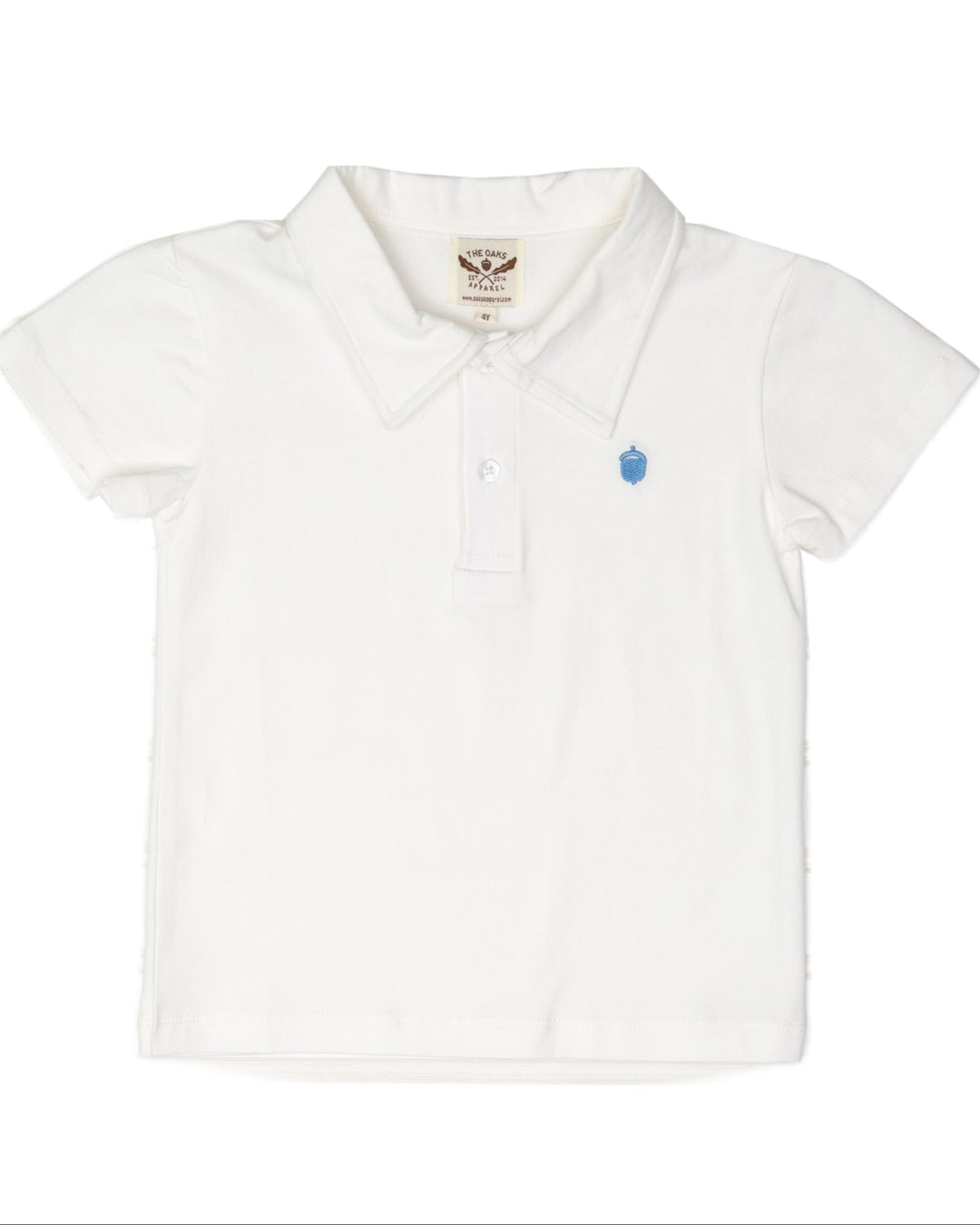 Boys White W/ Blue Acorn Polo
