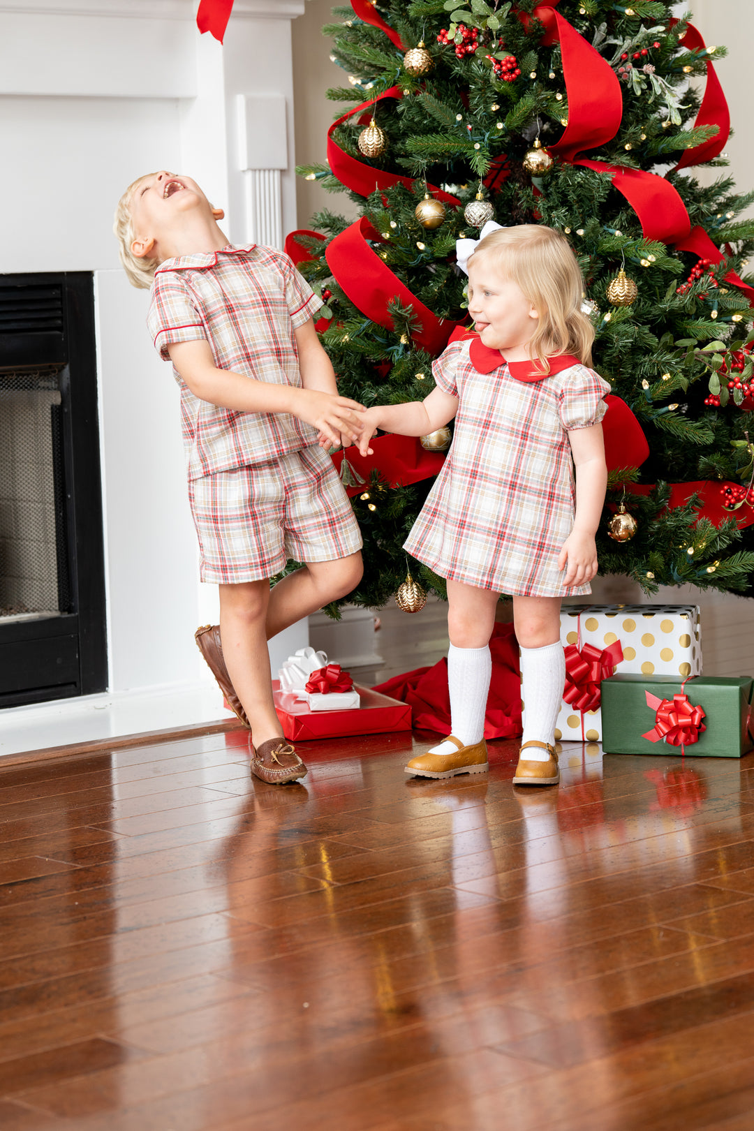 Deanna Festive Plaid Bloomer Set