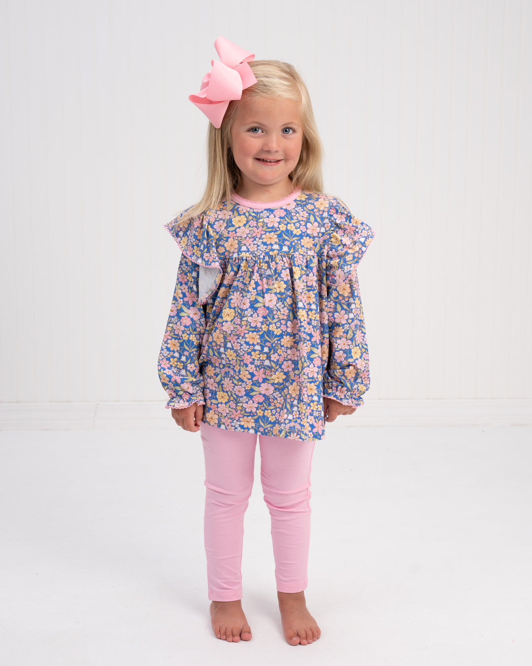 Abree Ditsy Navy Pink Watercolor Legging Set