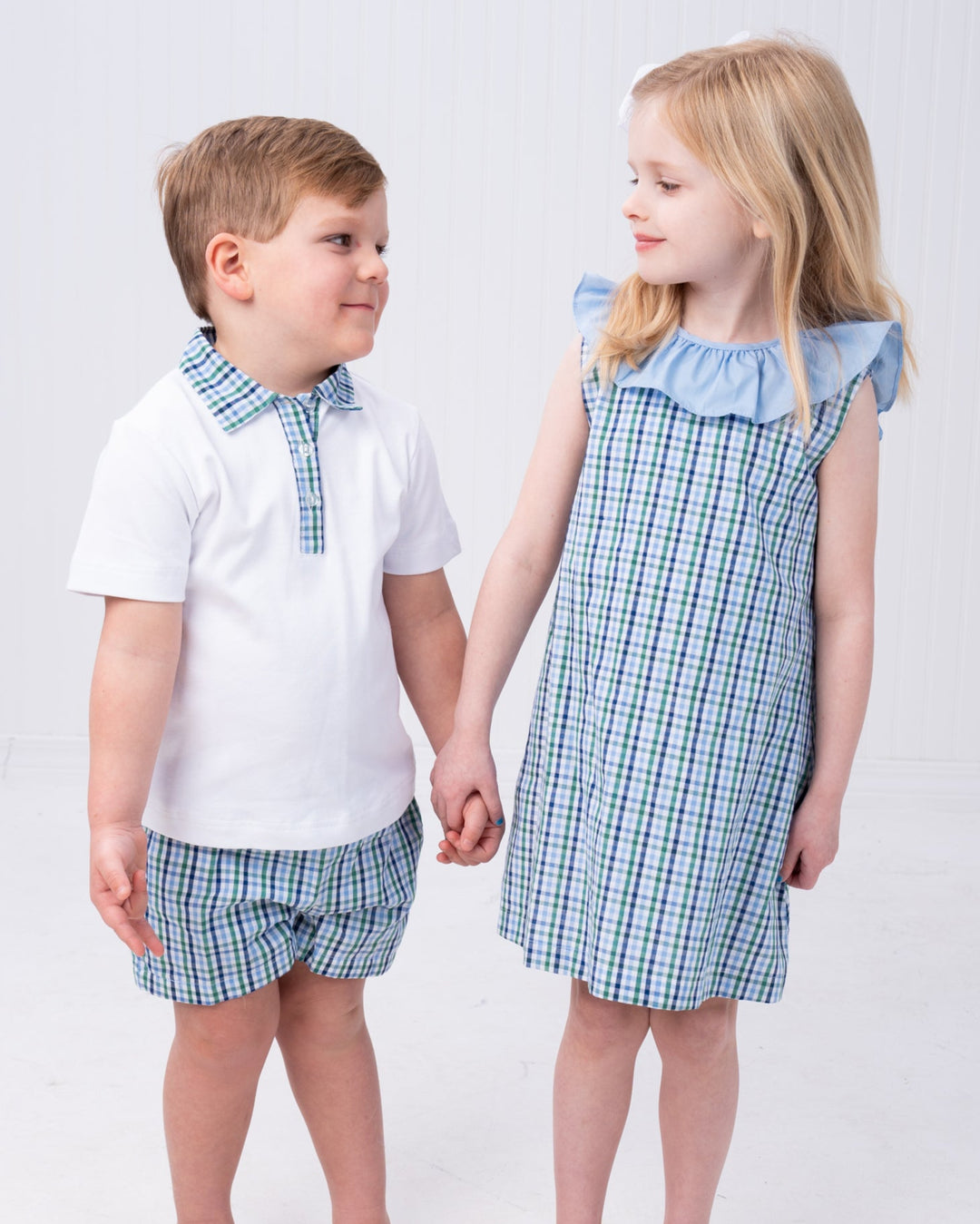 Easton Green & Blue Check Short Set