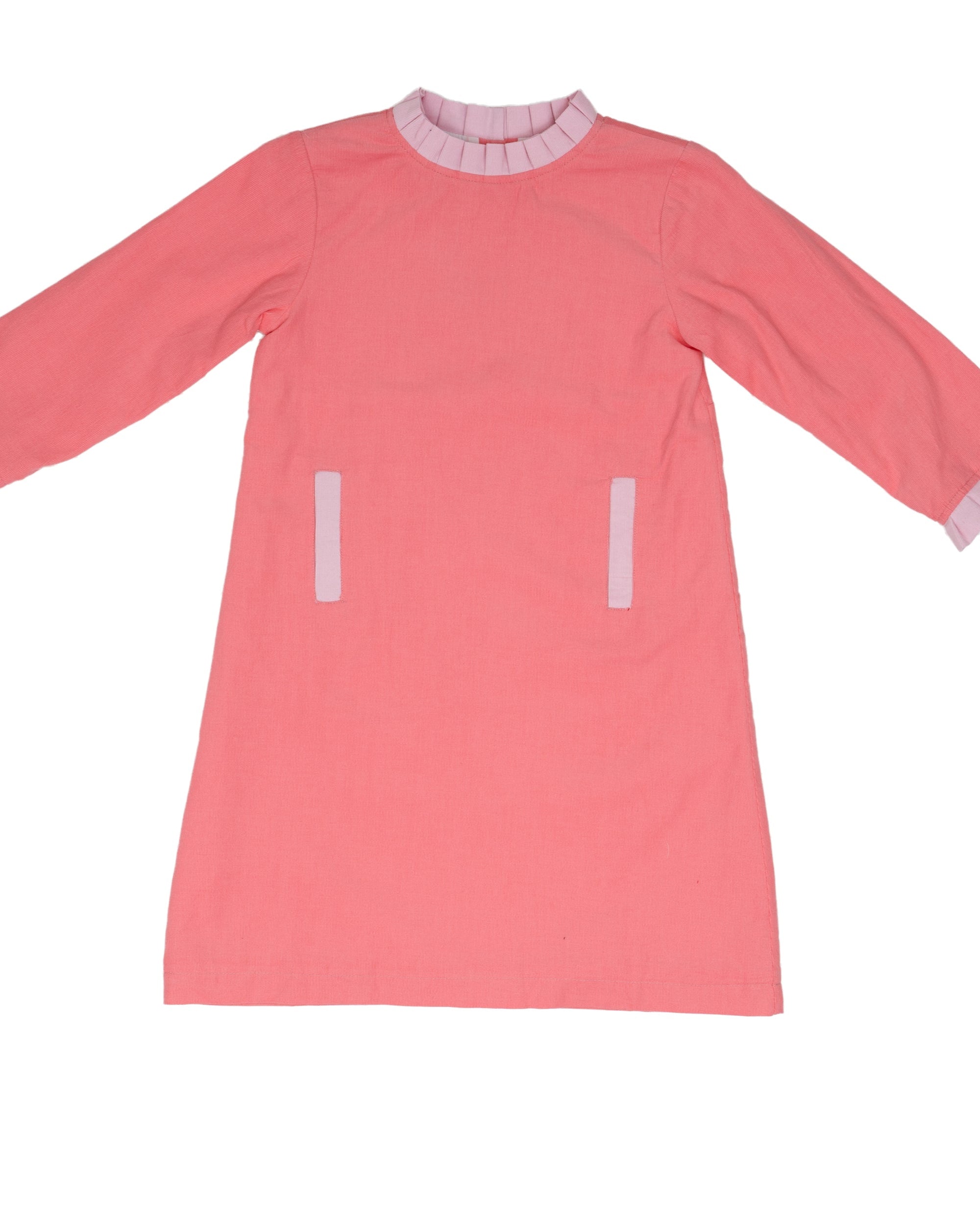 pink cord dress SALE The Sylvie, Pale Dusky Pink Corduroy Dress with Block Print Linin  HappyCabbageLondon
