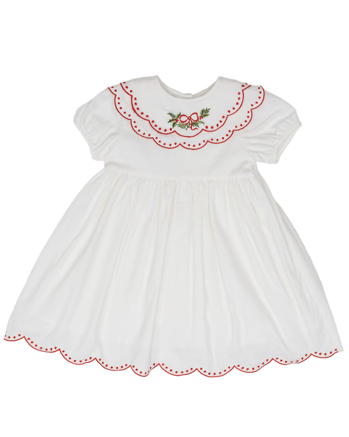 Collette White Holly Wreath Dress