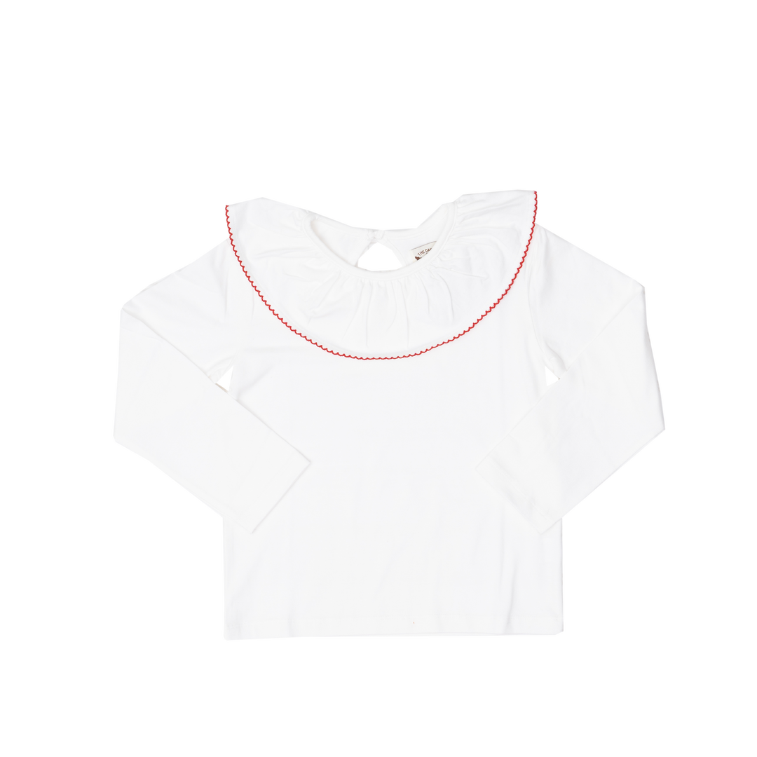 Larrison Red Moonstitch Ruffle Collar Shirt