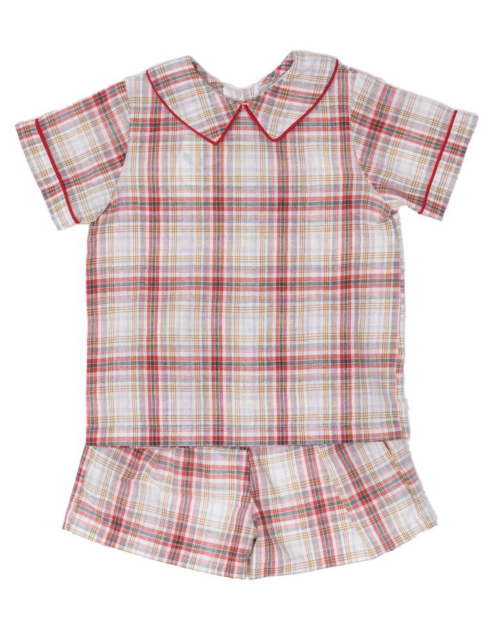 David Festive Plaid Short Set
