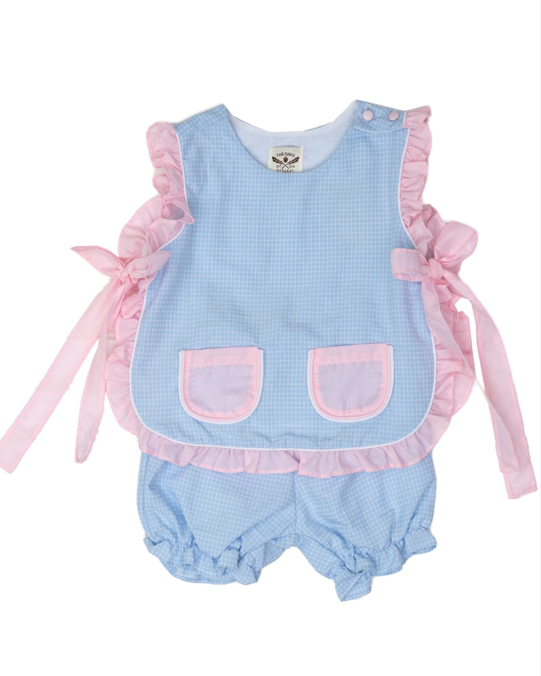 Lily Blue Check W/ Pink Bloomer Set