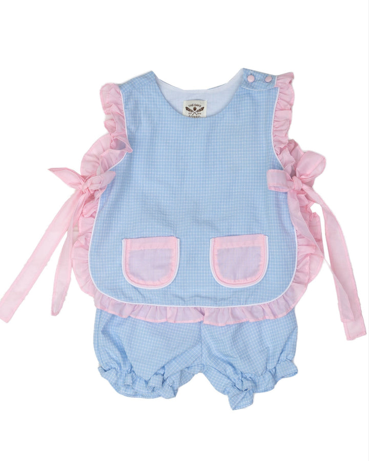 Lily Blue Check W/ Pink Bloomer Set
