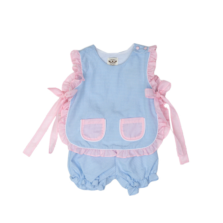 Lily Blue Check W/ Pink Bloomer Set