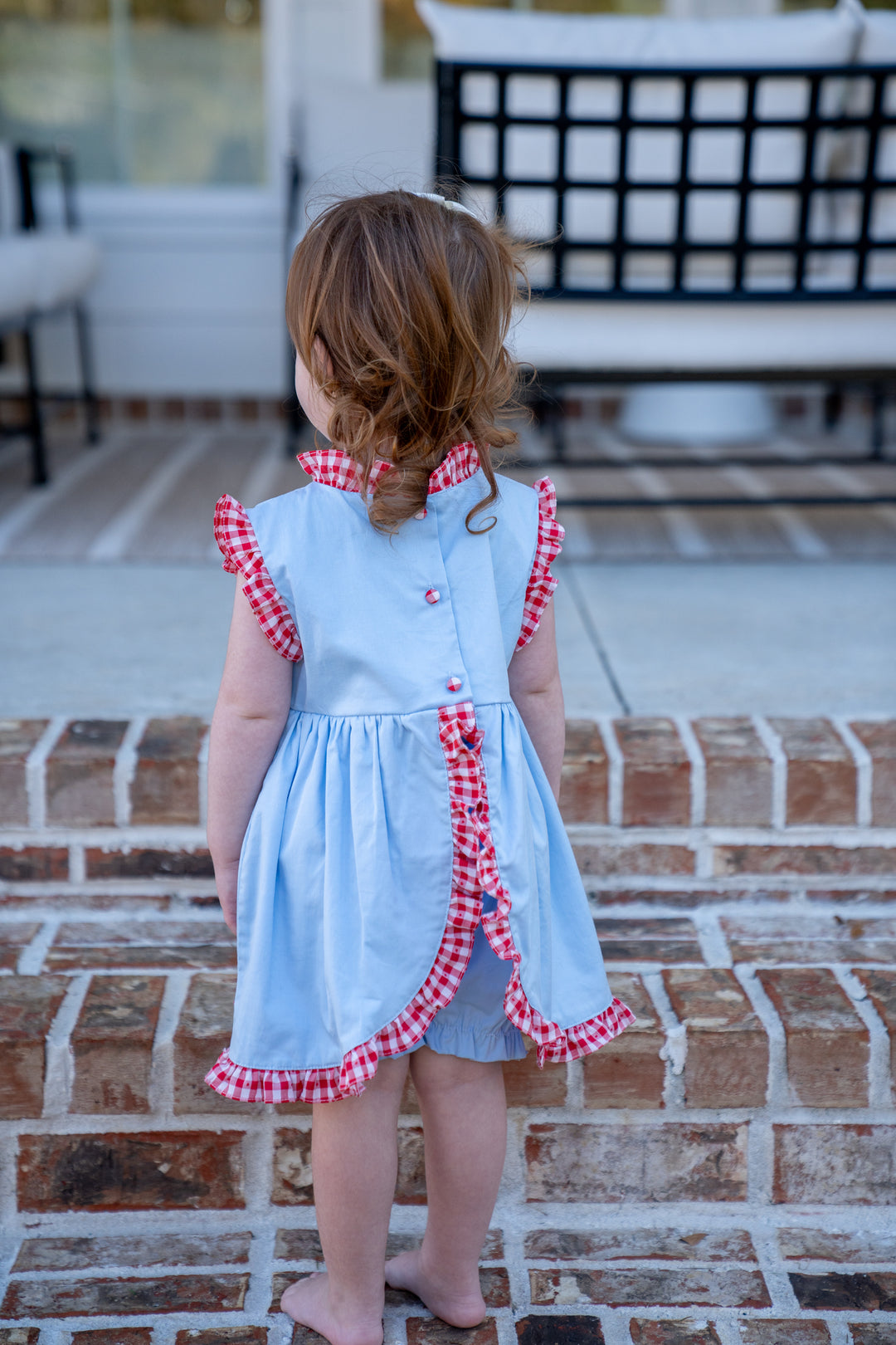 Reagan Blue W/ Red Check Bloomer Set