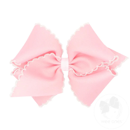 Wee Ones-King Moonstitch Grosgrain Hair Bow with Contrasting Wrap
