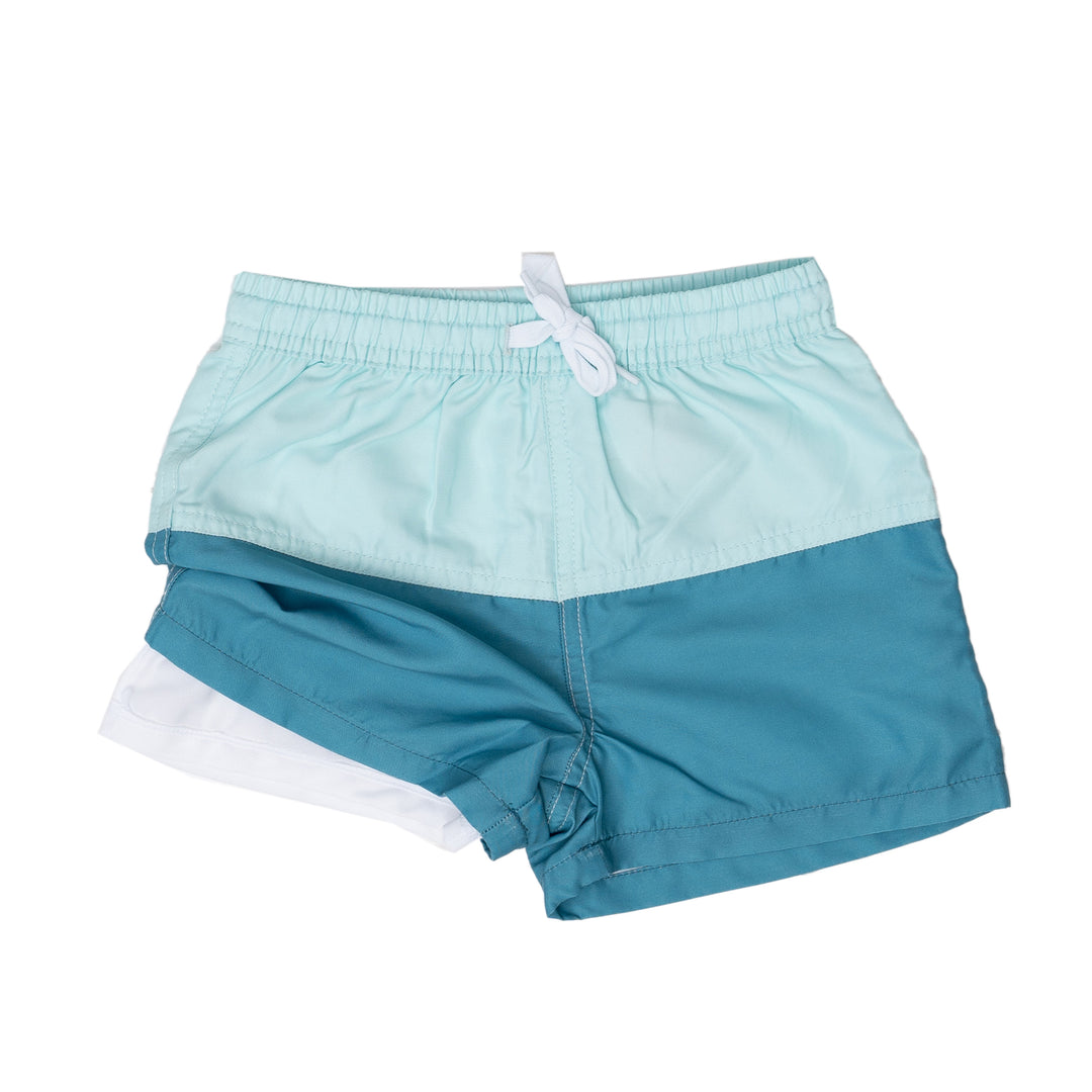 Aqua Color Block Boys Trunks