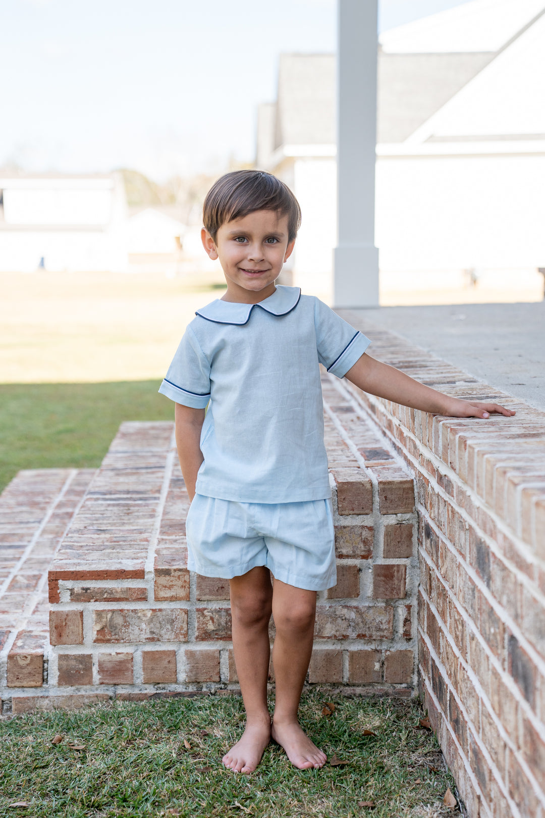 John LT Blue W/ Navy Short Set
