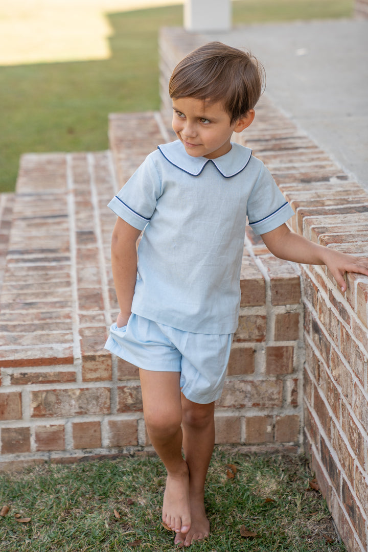 John LT Blue W/ Navy Short Set