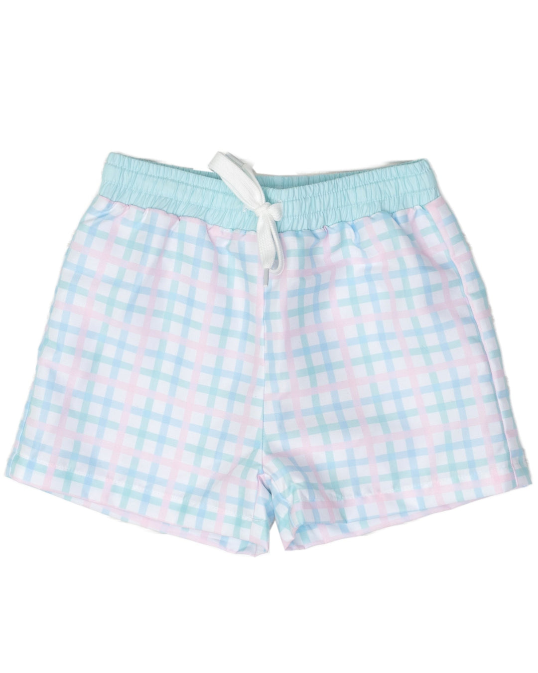 Boys Pastel Plaid Swim Trunks UPF50