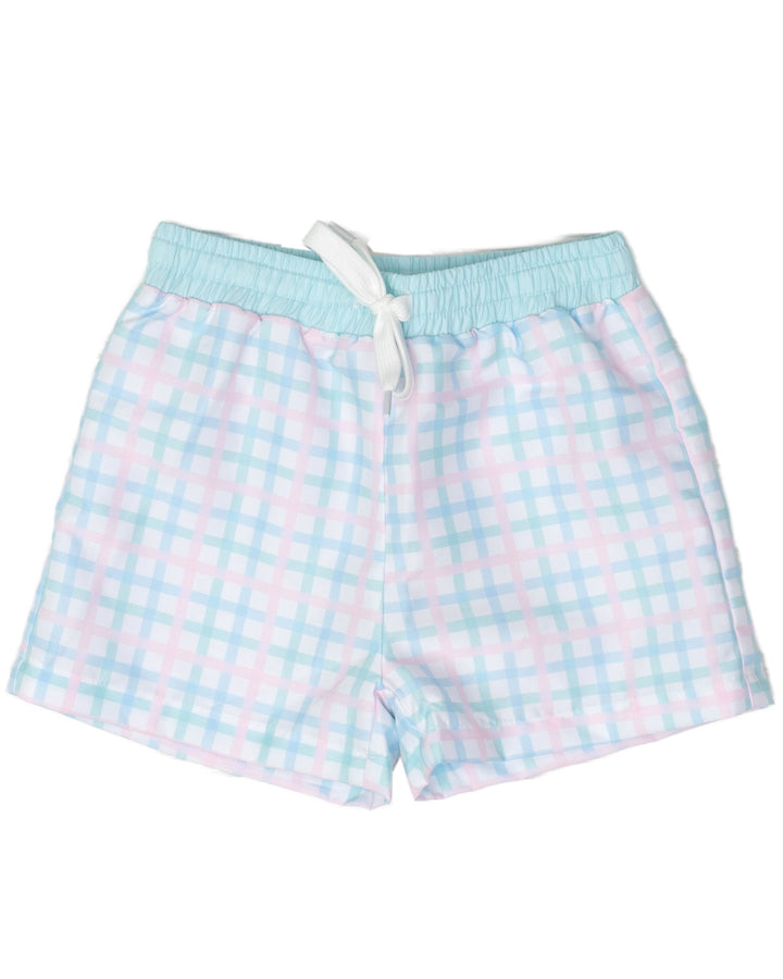Boys Pastel Plaid Swim Trunks UPF50
