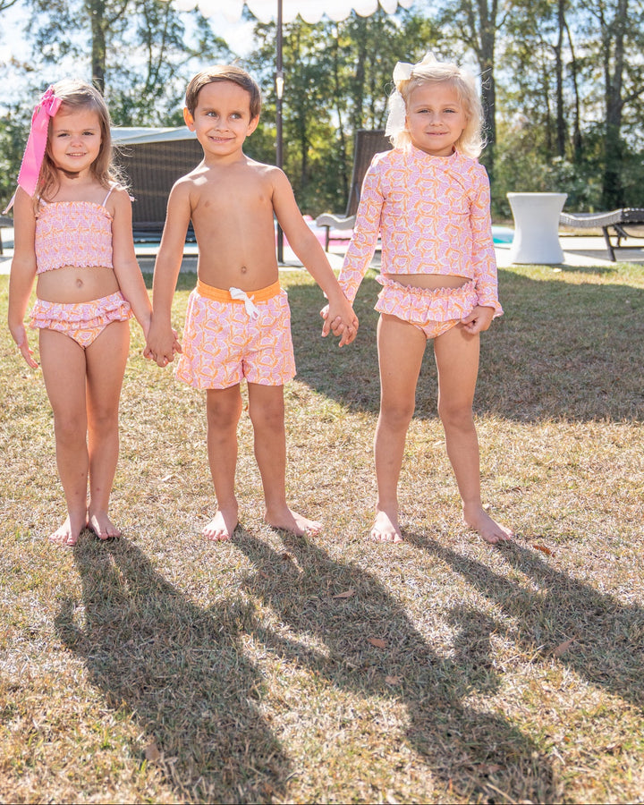 Panama LS Mod Pink & Orange Floral Two Piece Swim UPF50