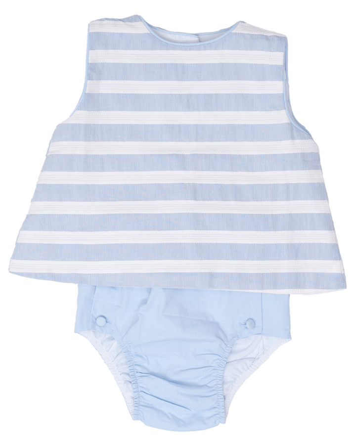 Rex Blue and White Stripe Diaper Set