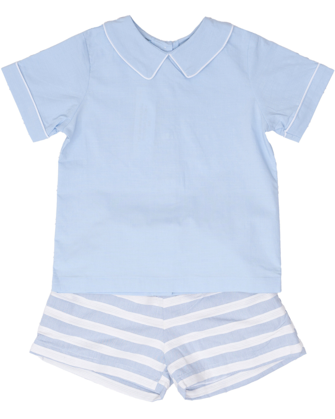 John Blue and White Stripe Short Set