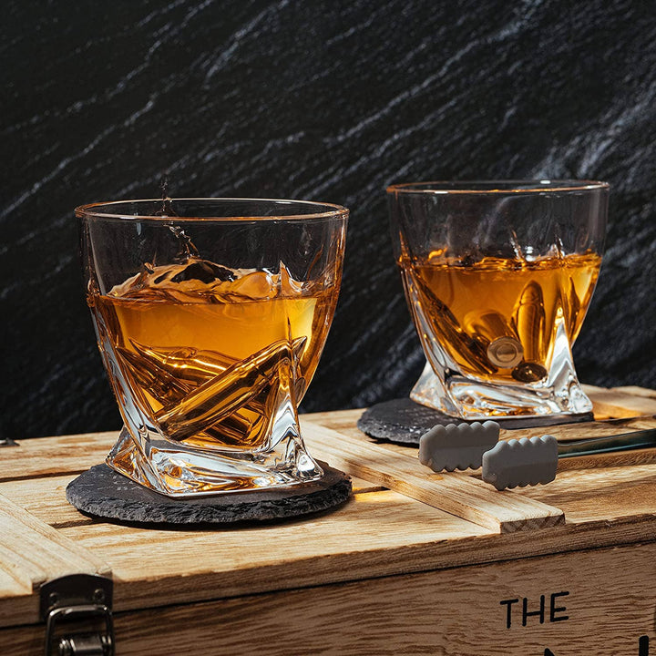 The Wine Savant Luxurious Twist Glasses with Bullet Whiskey
