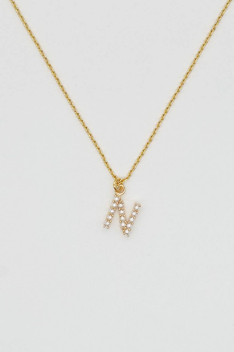 Dainty Love Pearl Initial Necklace: Holiday Favorite!: C / 15" + 3"