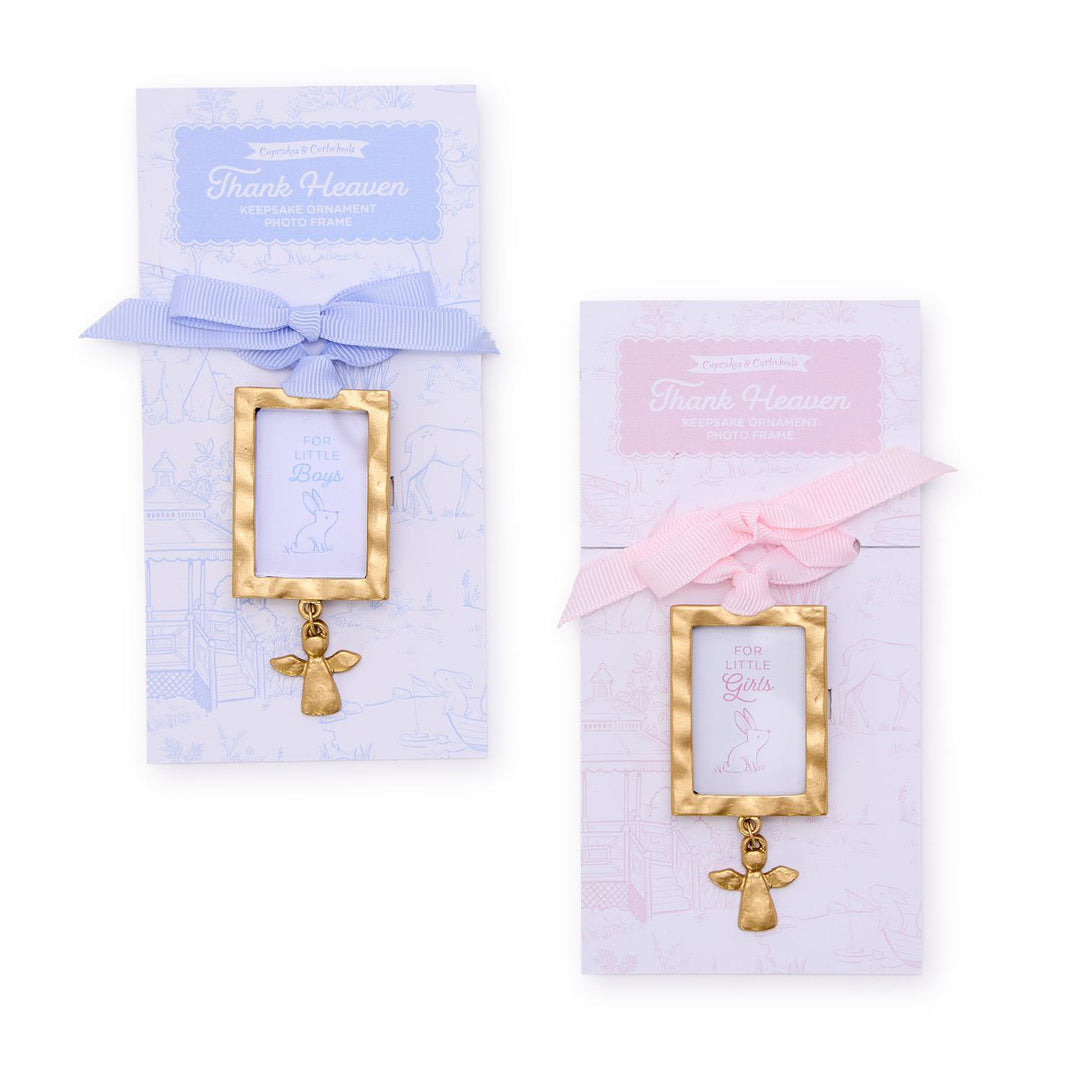 Keepsake Ornament Photo Frame with Angel Charm on Gift Card -2 Designs