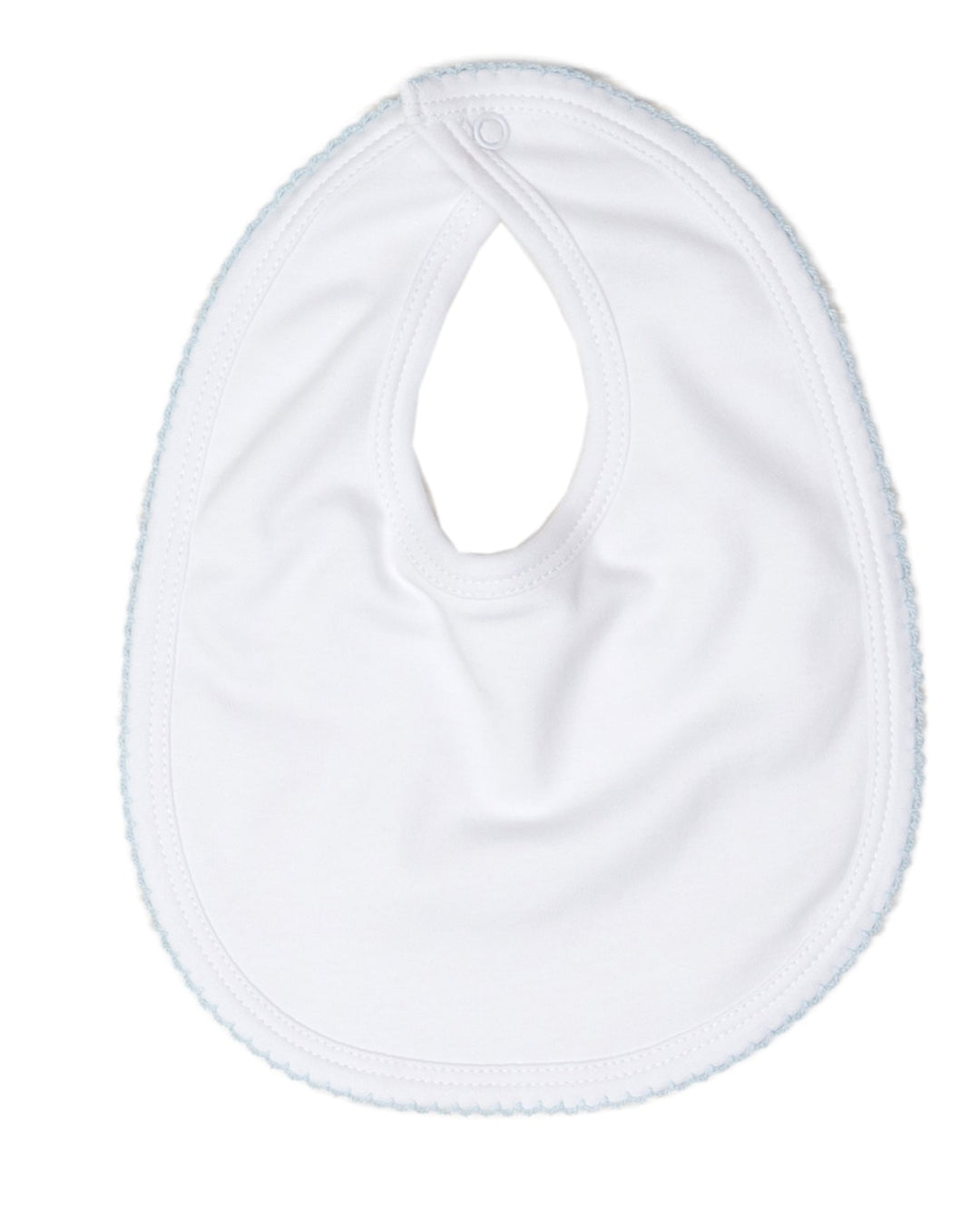White W/ Lt. Blue Moonstitch Pima Cotton Bib