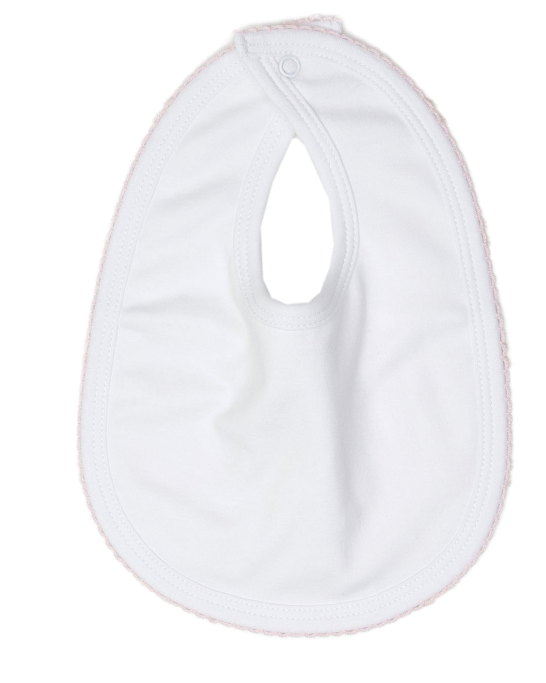 White W/ Lt. Pink Moonstitch Pima Cotton Bib