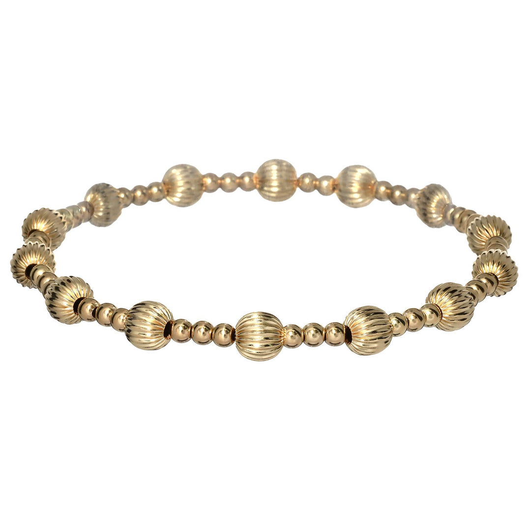 "HOPE" 14K Gold filled Ball Beaded Bracelet: Gold Filled / Stretchy 7"